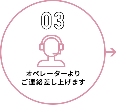 オペレーターよりご連絡差し上げます